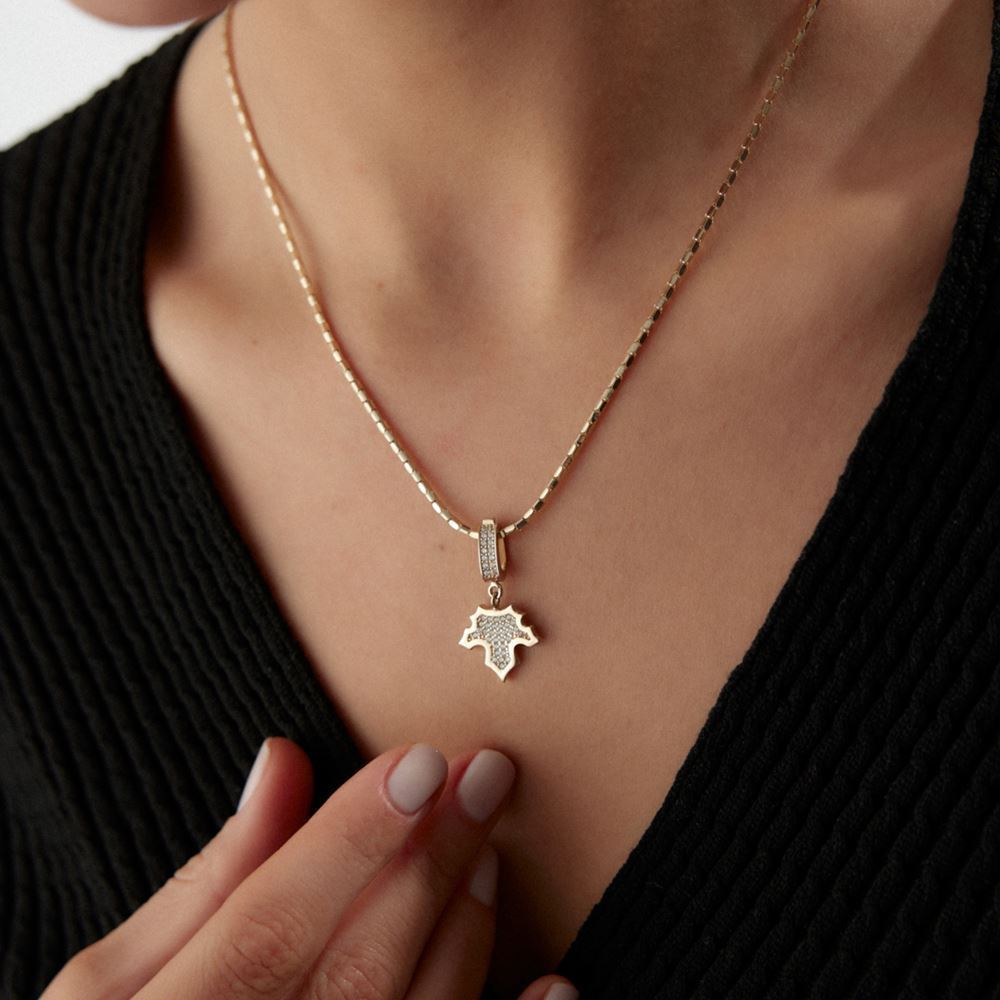 Yaprak Taşlı Charm Kolye Ucu
